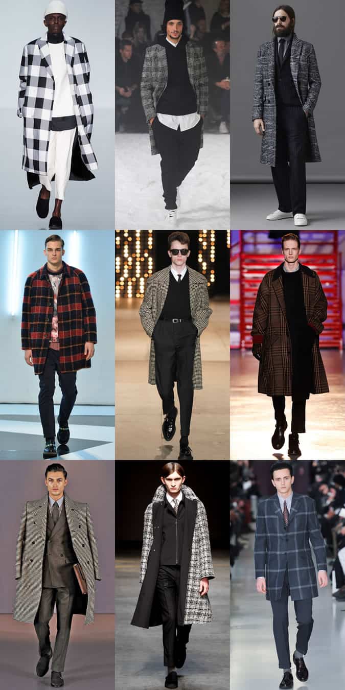 Áo khoác được kiểm tra của nam trên đường băng AW14