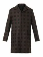 Kenzo square- print wool blend coat