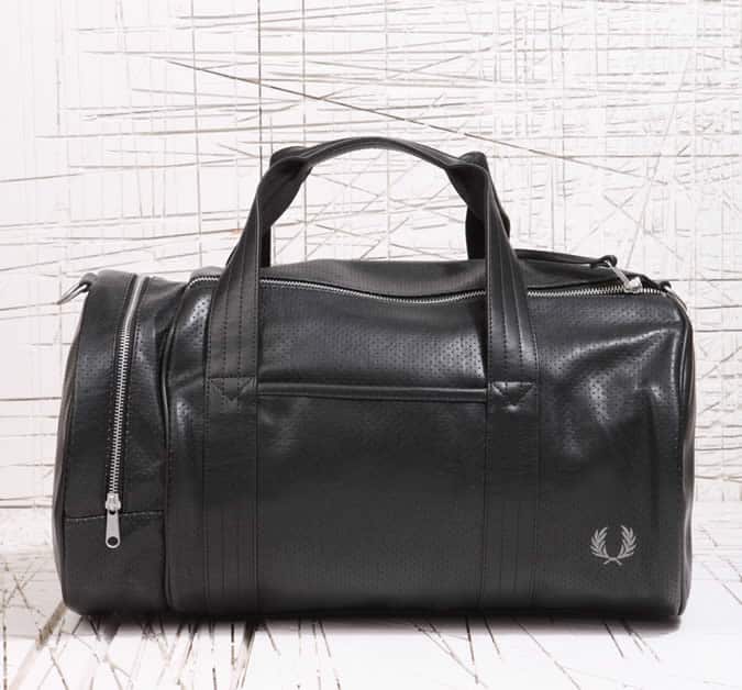 Fred Perry Black Perforated Barrel Bag