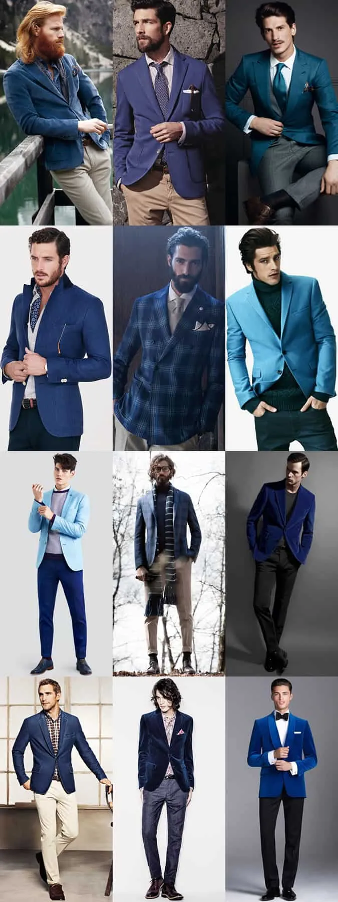 Nam giới shades of blue / navy blazers outfit lookbook