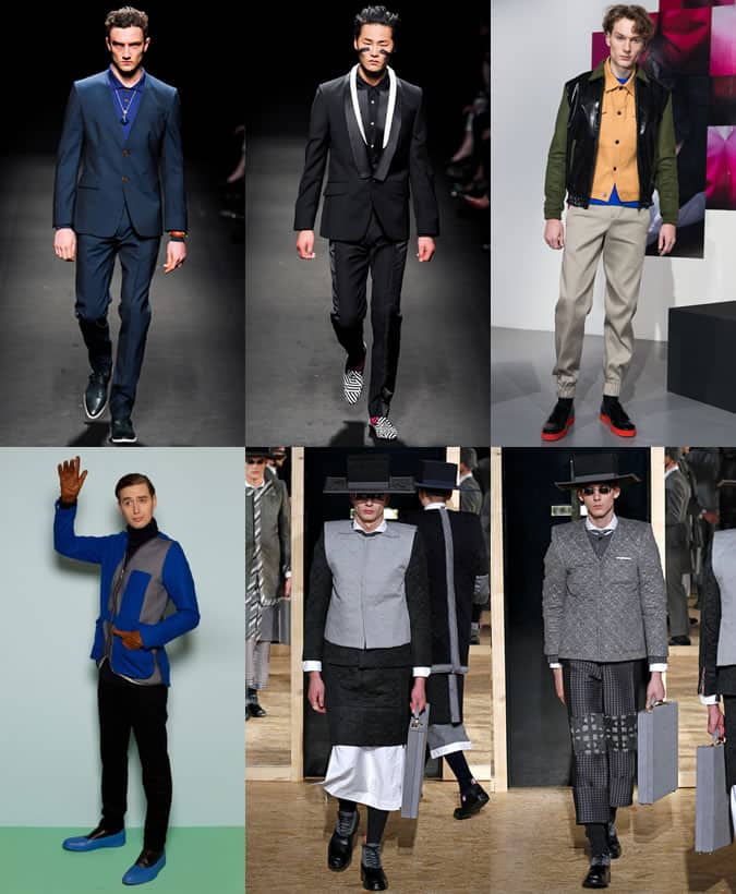 Xu hướng giày dép chính aw13 của nam giới 6 Giày cao gót hai tông màu và tương phản tại vivienne westwood (trên cùng bên trái / chính giữa), jonathan saunders (trên cùng bên phải), agi & sam (dưới cùng bên trái) và thom browne (dưới cùng trung tâm / bên phải) đường băng aw13