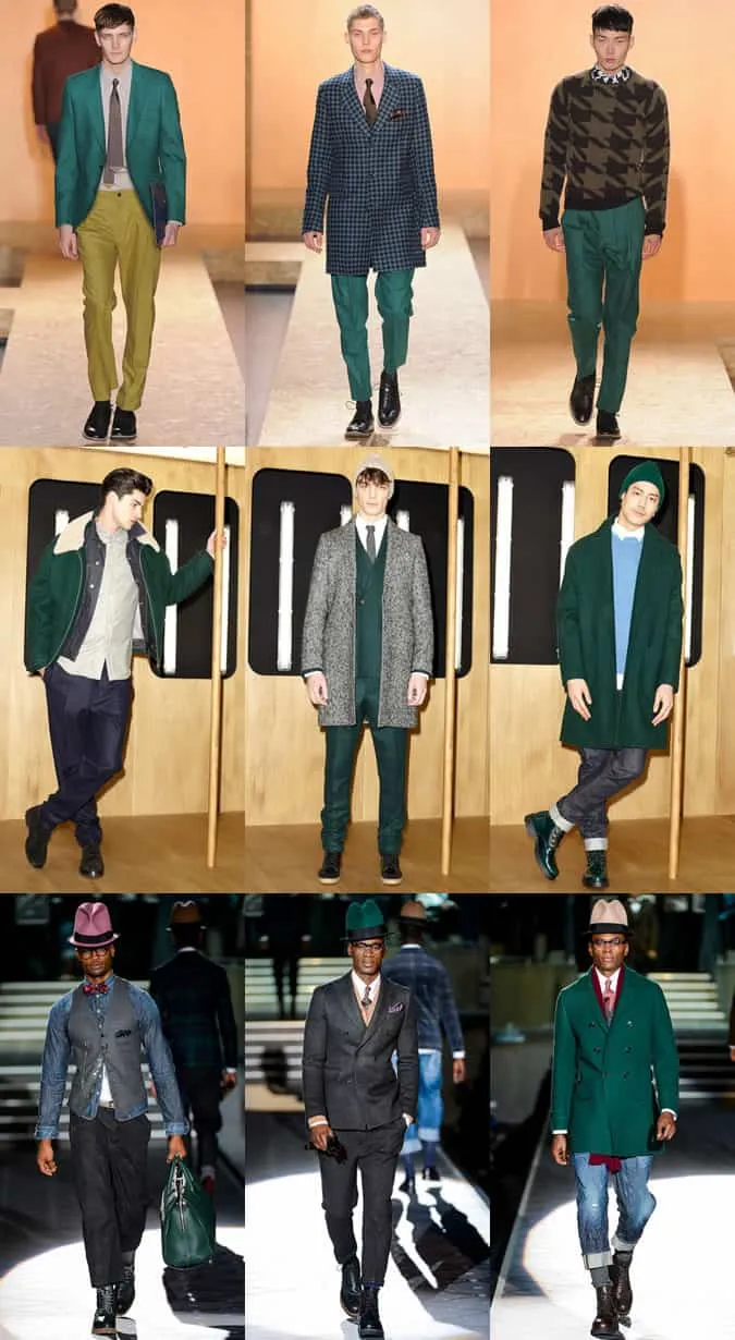 Xanh ngọc lục bảo: trên đường băng aw13 tại paul smith, ami và dsquared2