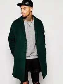 Asos drop shoulder wool overcoat rich green