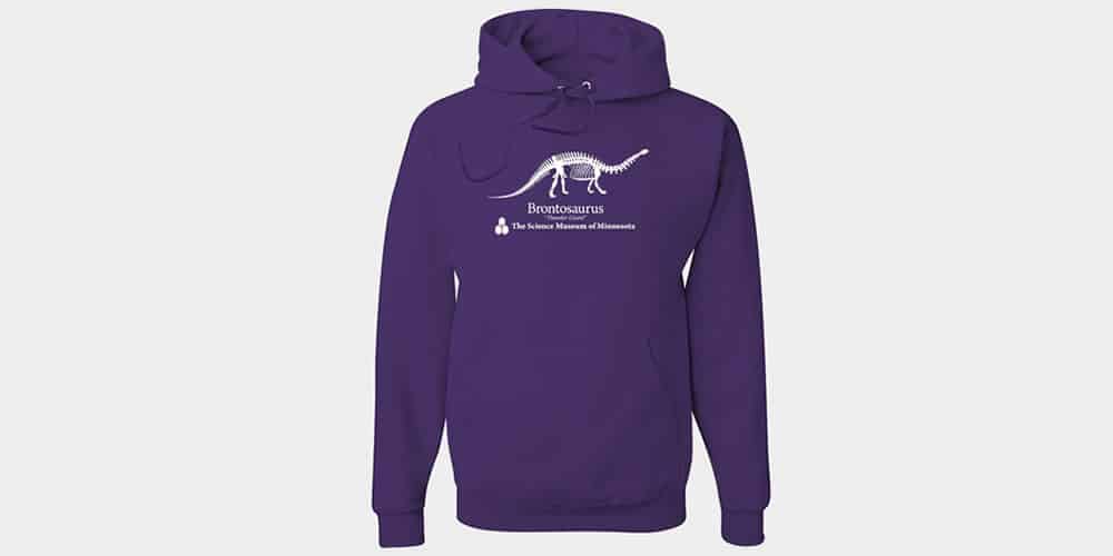 Màu tím Brontosaurus Hoodie khi nhìn thấy những điều kỳ lạ