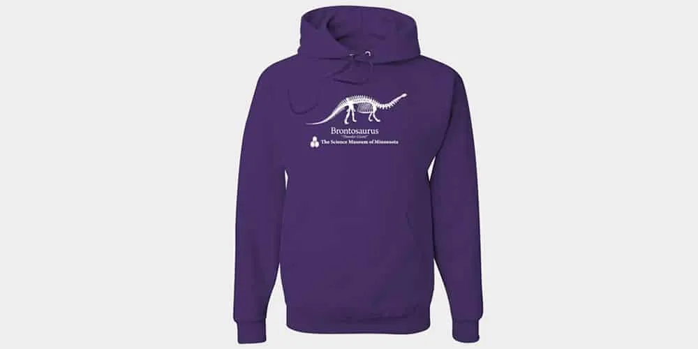 Màu tím brontosaurus hoodie khi nhìn thấy những điều kỳ lạ