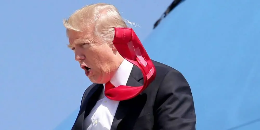 Donald trump đeo cà vạt bị mắc kẹt cùng với băng scotch