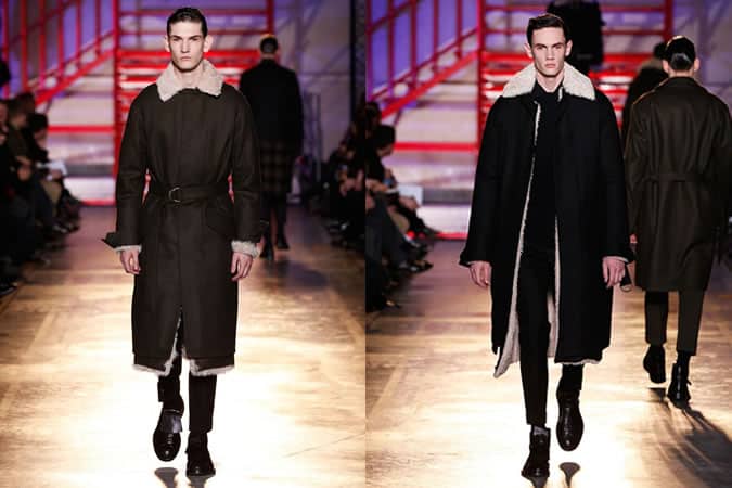 Áo khoác và áo khoác măng tô quân sự nam trên đường băng nam Cerruti AW14