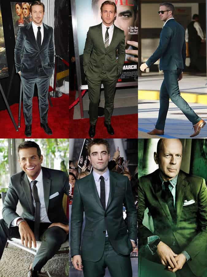 Ryan Gosling, Robert Pattinson, Bruce Willis và Bradley Cooper trong Green Suits