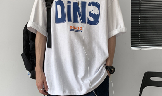 Áo thun unisex in chữ DINO, áo thun unisex tay lỡ nam nữ, áo thun unisex form rộng vải cotton JT12 Trắng